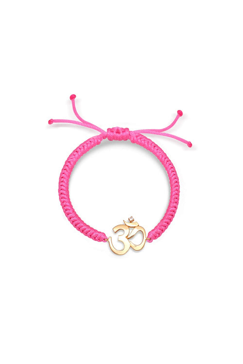 OM Single Diamond Cord Rakhi 14KT Gold Bracelet