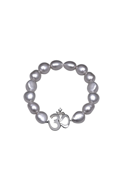 OM Single Diamond Pearl 14KT Gold Bracelet