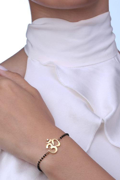 OM Single Diamond Nazar 14KT Gold Bracelet