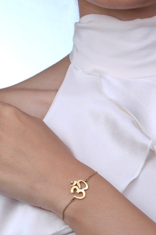 OM Single Diamond Chain 14KT Gold Bracelet