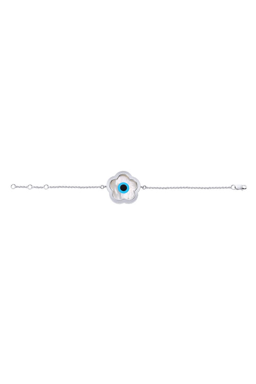 Small Flower Evil Eye Chain 14KT Gold Bracelet