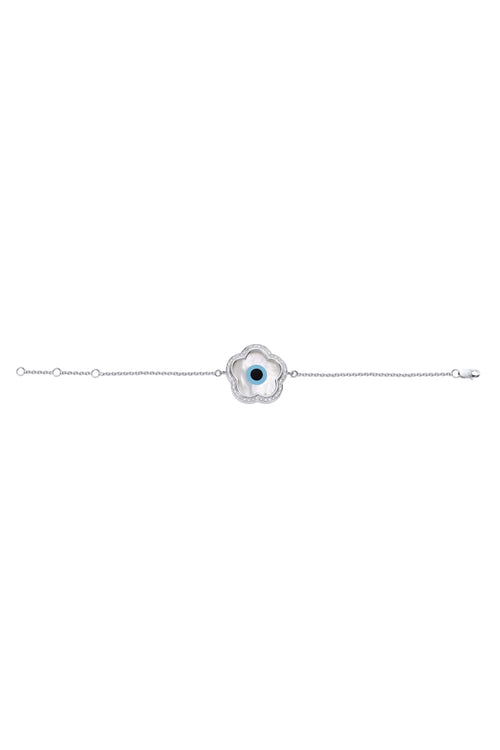 Large Flower Evil Eye Diamond Chain 14KT Gold Bracelet