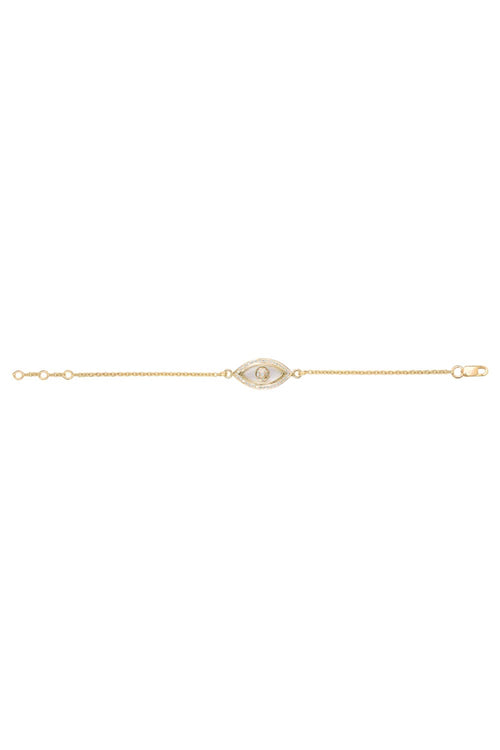 Medium Marquise Evil Eye Diamond inlay Chain 14KT Gold Bracelet