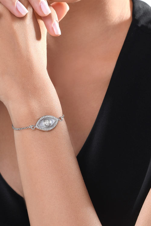 Medium Marquise Evil Eye Diamond inlay Chain 14KT Gold Bracelet