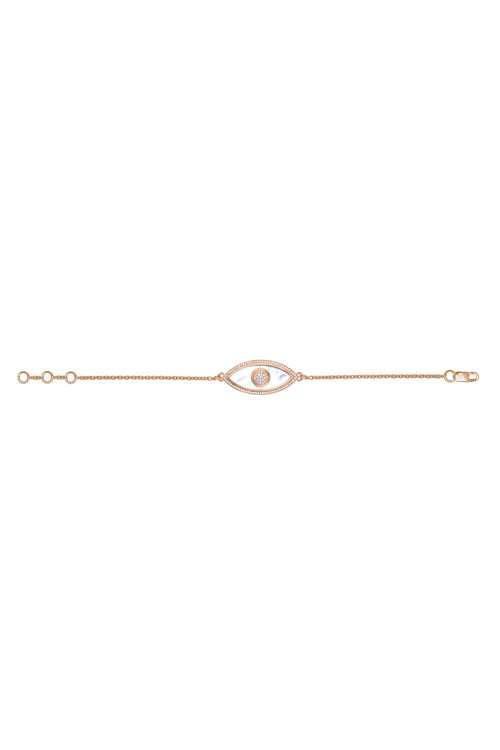 Large Marquise Evil Eye Diamond inlay Chain 14KT Gold Bracelet