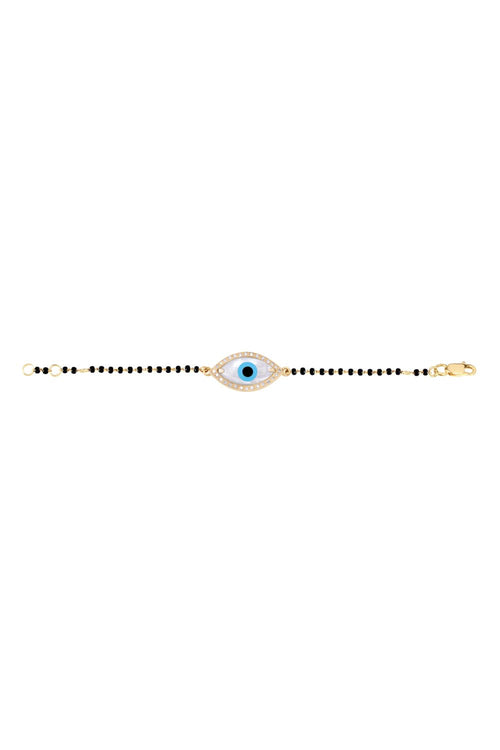 Small Marquise Evil Eye Diamond Nazar Bead 14KT Gold Bracelet