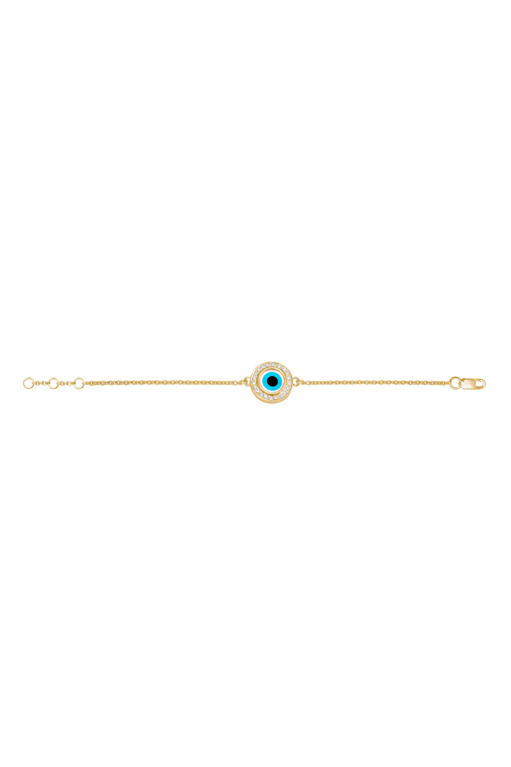 Small Round Evil Eye Diamond Chain 14KT Gold Bracelet