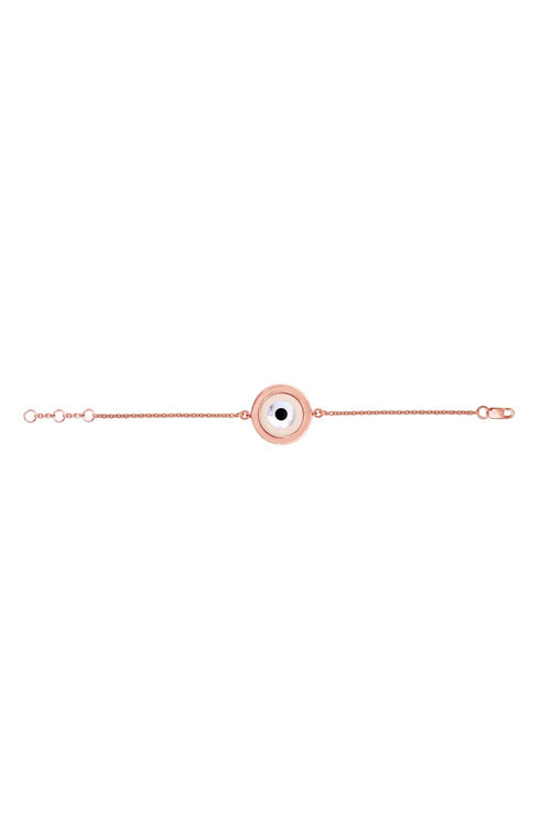 Large Off White Evil Eye Chain 14KT Gold Bracelet