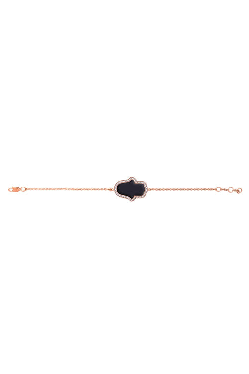 Hamsa Hand Enamel Diamond Chain 14KT Gold Bracelet