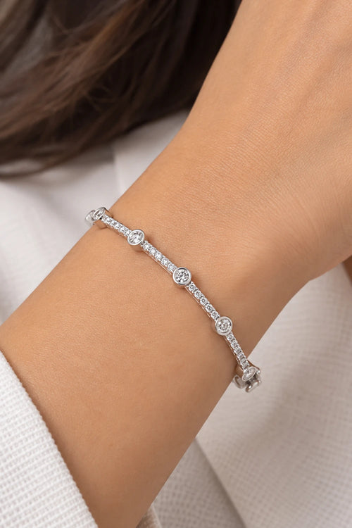 Serelle Round Bezel Pavé Cuff Bracelet