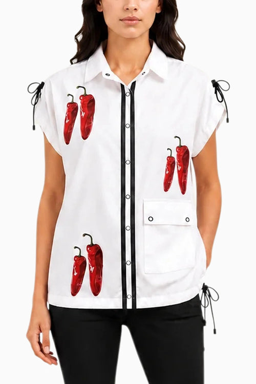 White Cotton Shirt With Print