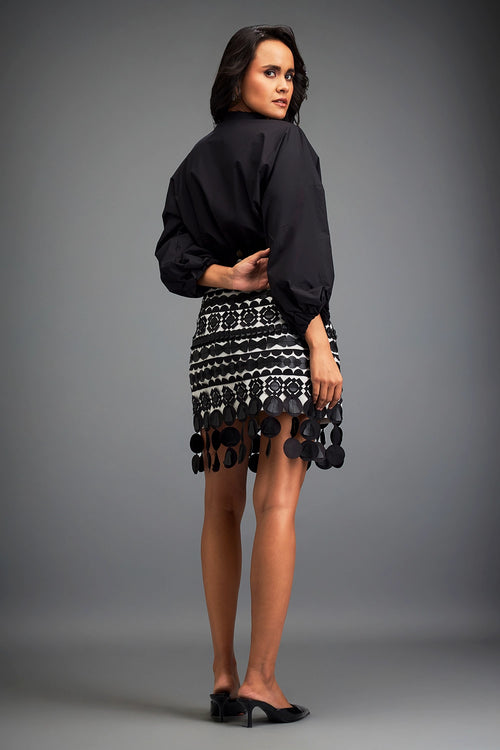 Black Embellished Skirt With Blouse