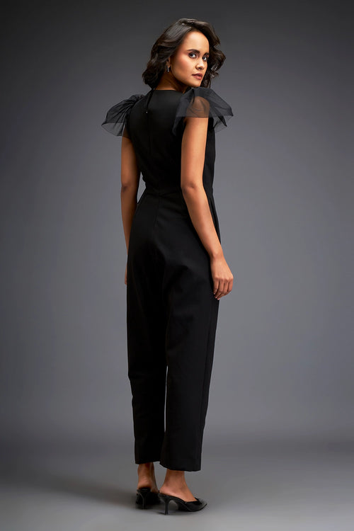 Black Tailored Jumpsuit With Belt