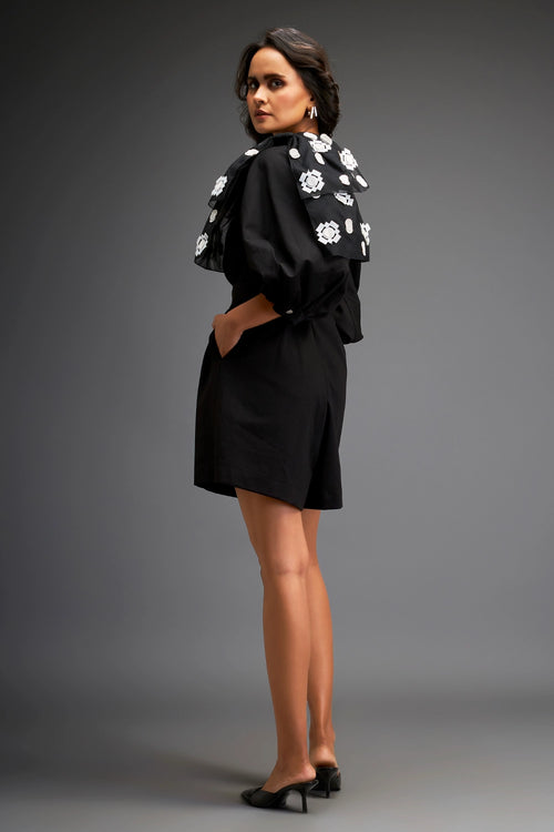 Black Bold Floral Playsuit