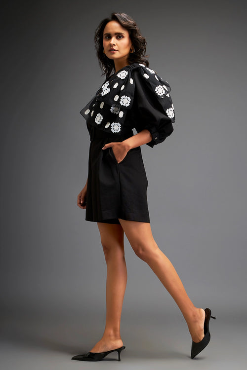 Black Bold Floral Playsuit