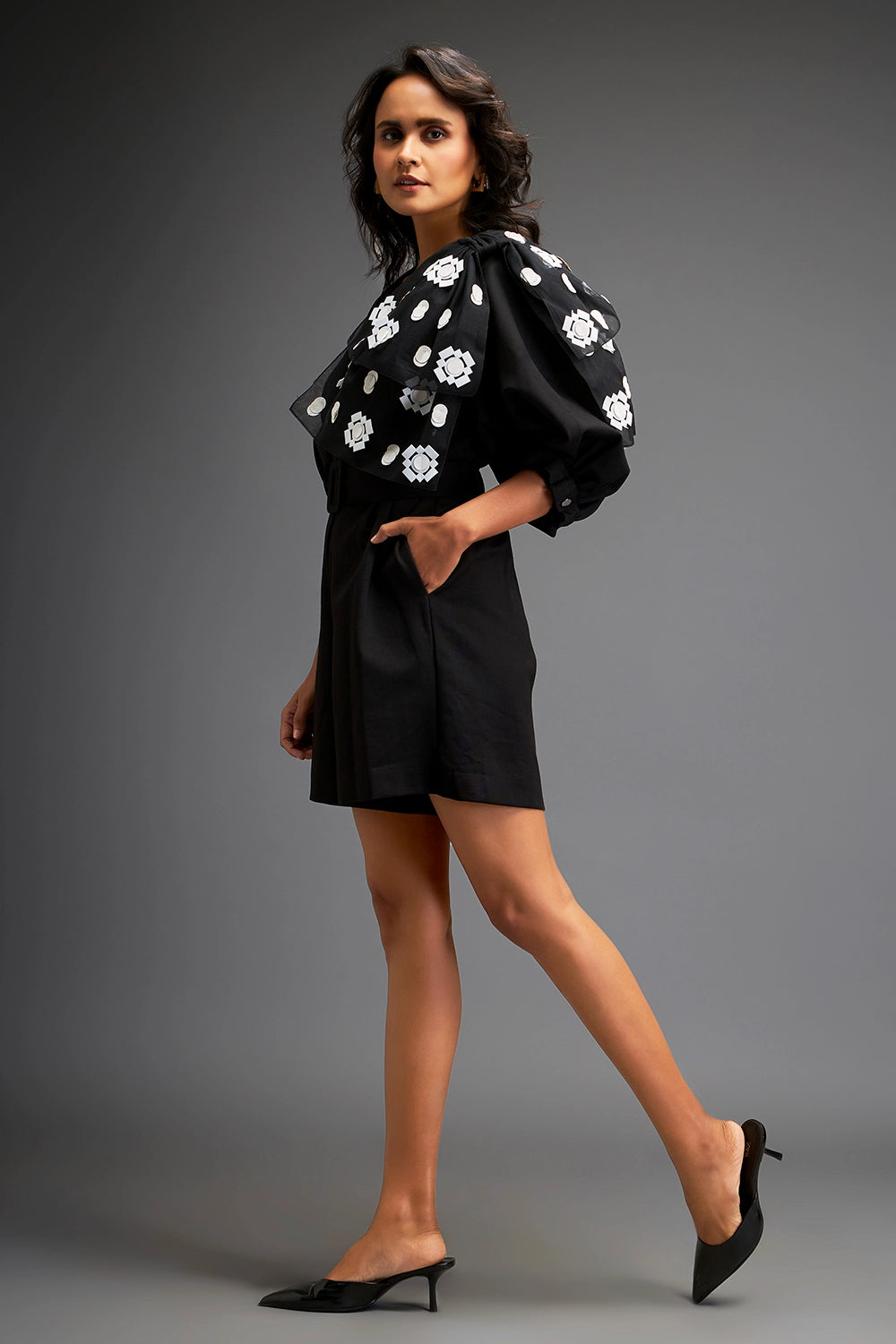Black Bold Floral Playsuit