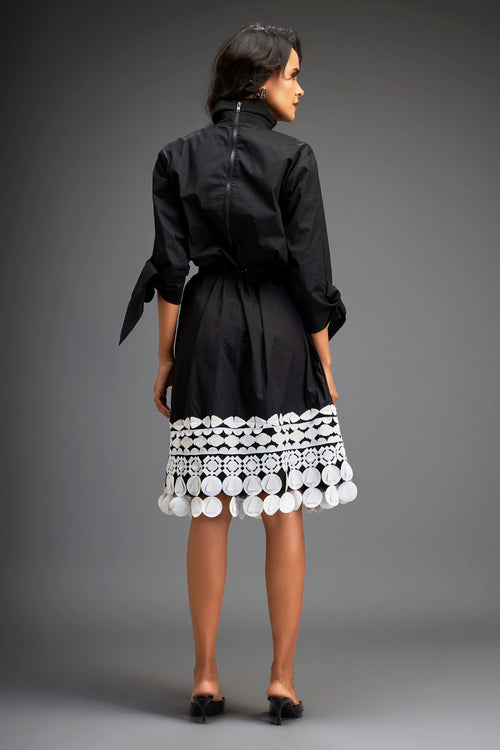 Black Midi Dress With Hem Detailing