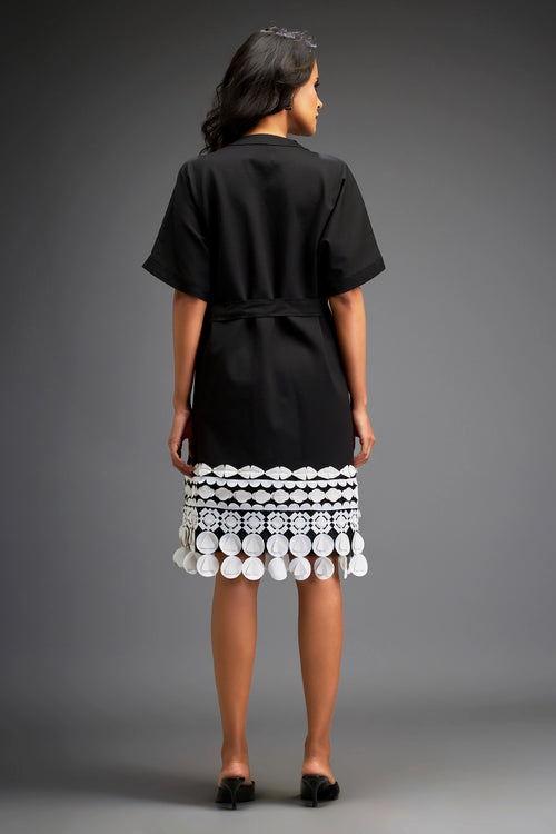 Black Belted Waist Dress