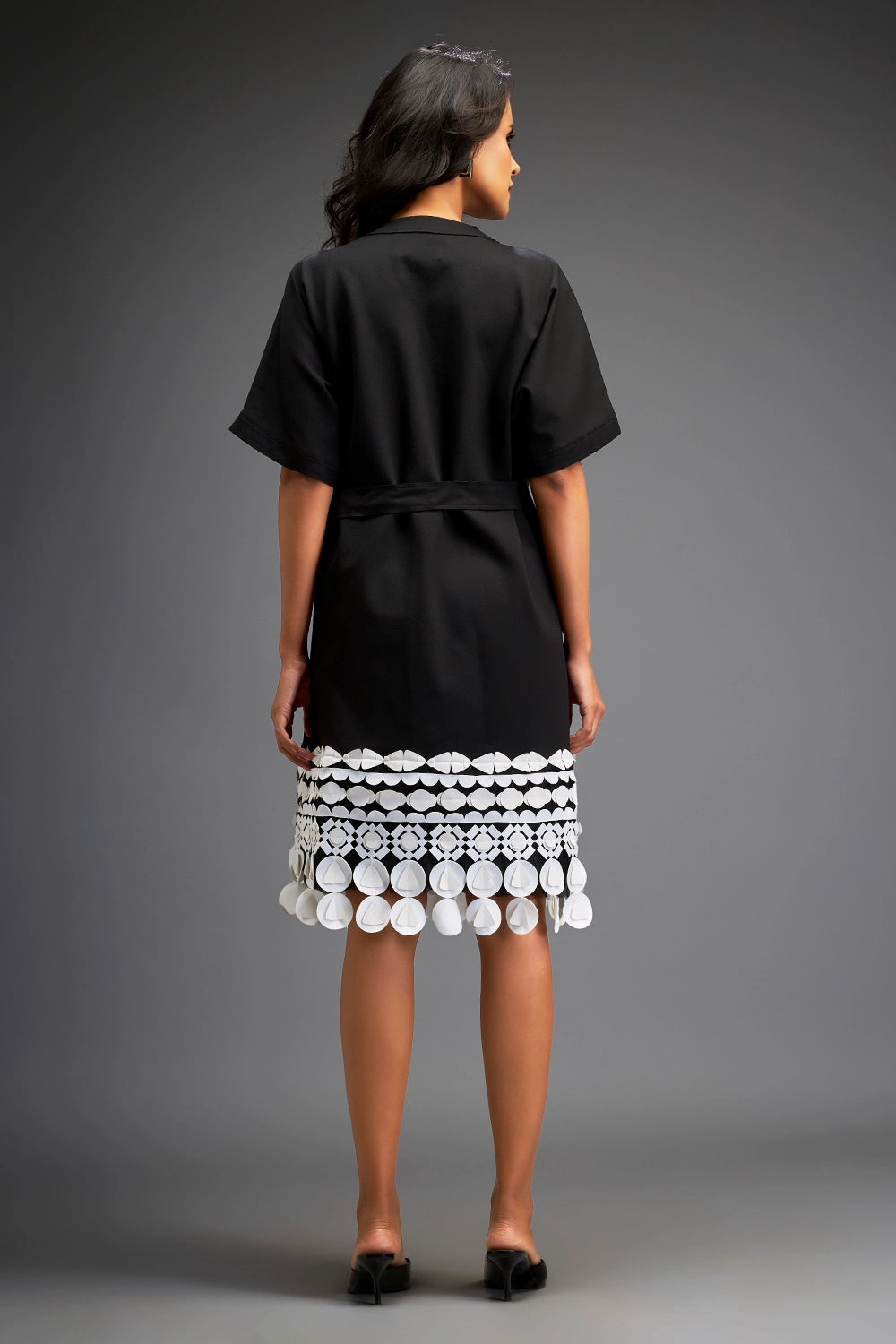 Black Belted Waist Dress