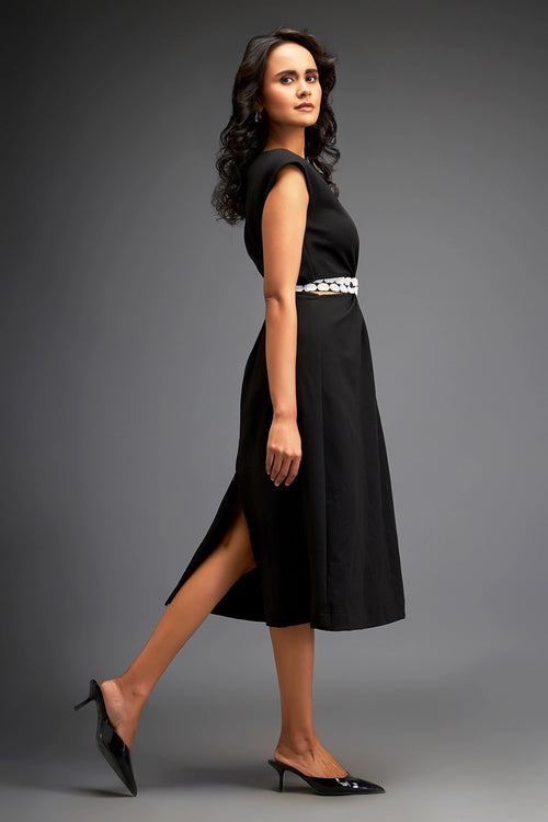 Black Sleek Waist Cut Out Dress