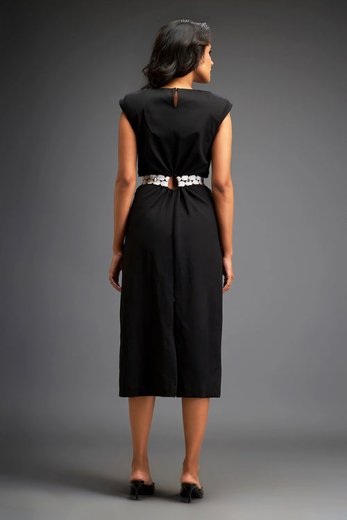 Black Sleek Waist Cut Out Dress