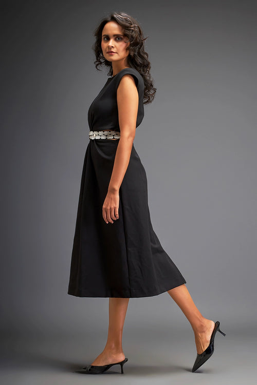 Black Sleek Waist Cut Out Dress