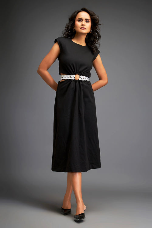 Black Sleek Waist Cut Out Dress