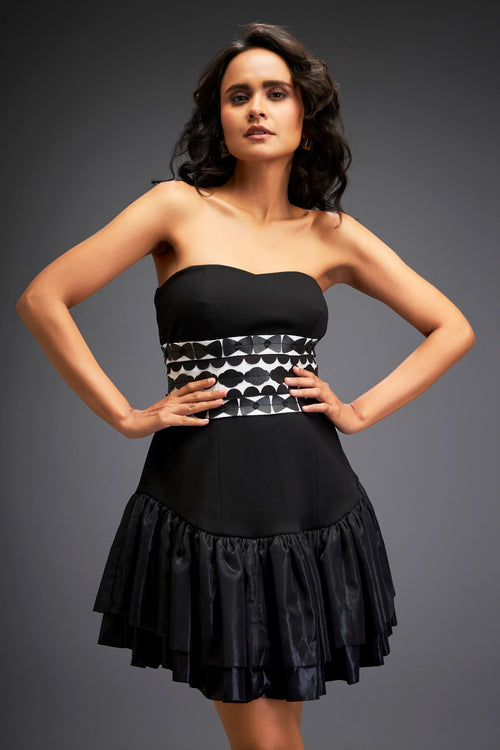 Strapless Black Dress With Belt