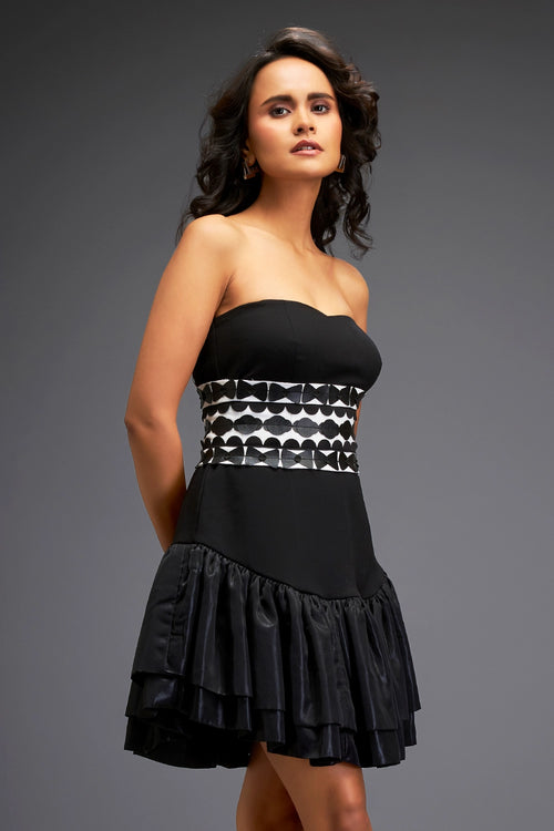 Strapless Black Dress With Belt