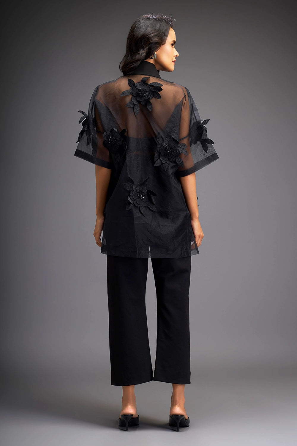 Black Sheer Top With Tube And Pants