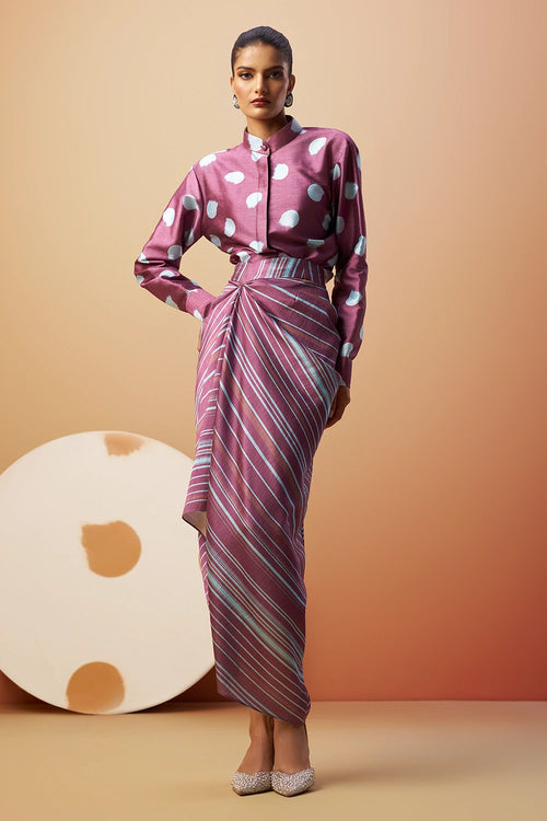 Pravi Printed Shirt with Draped Skirt