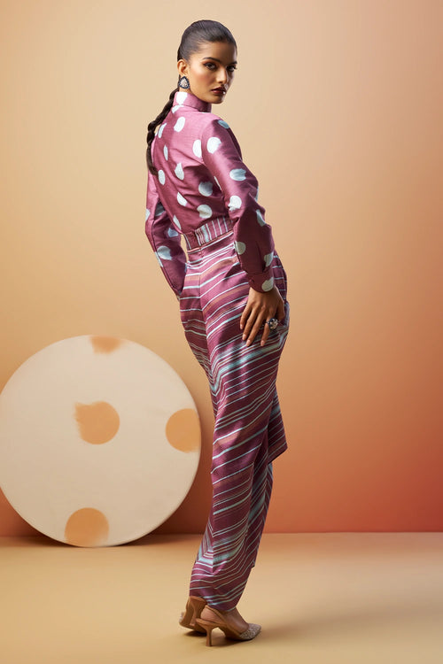 Pravi Printed Shirt with Draped Skirt