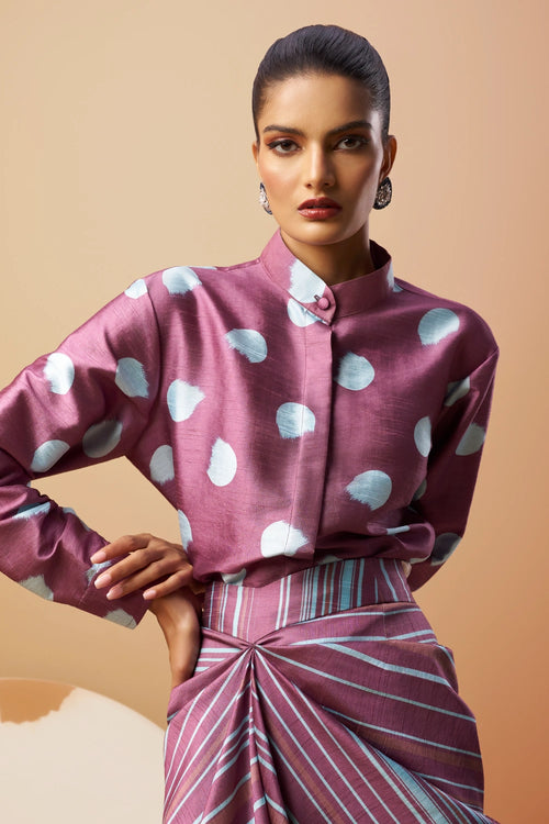 Pravi Printed Shirt with Draped Skirt