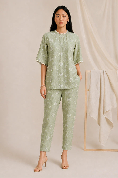 Mint Meadow Embroidered Co-ord Set