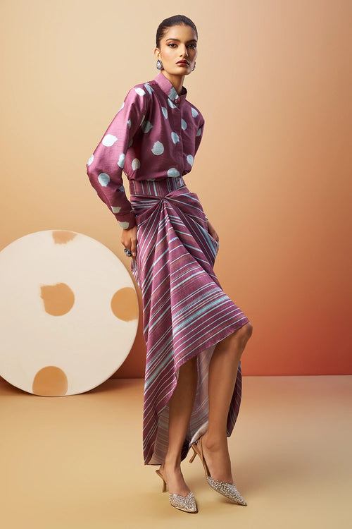Pravi Printed Shirt with Draped Skirt
