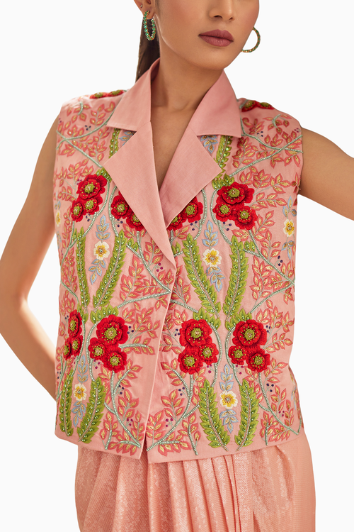 Peach Garden Waistcoat and Drape Skirt