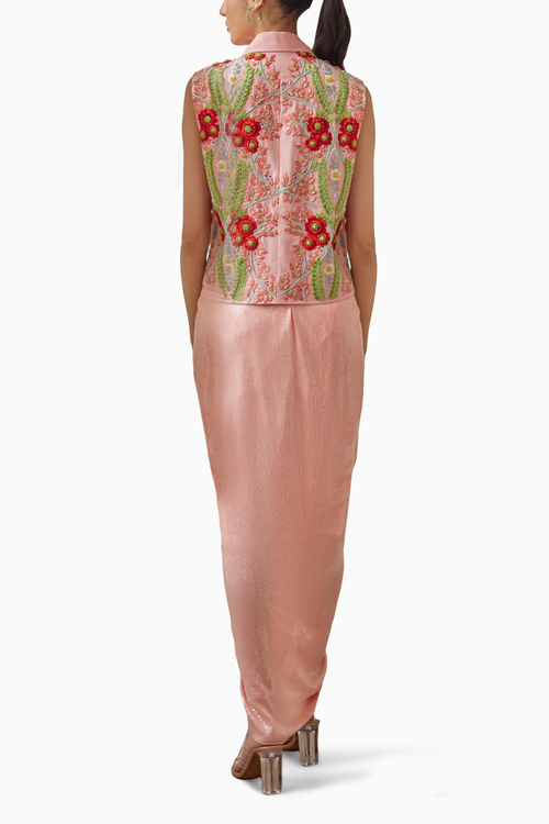 Peach Garden Waistcoat and Drape Skirt