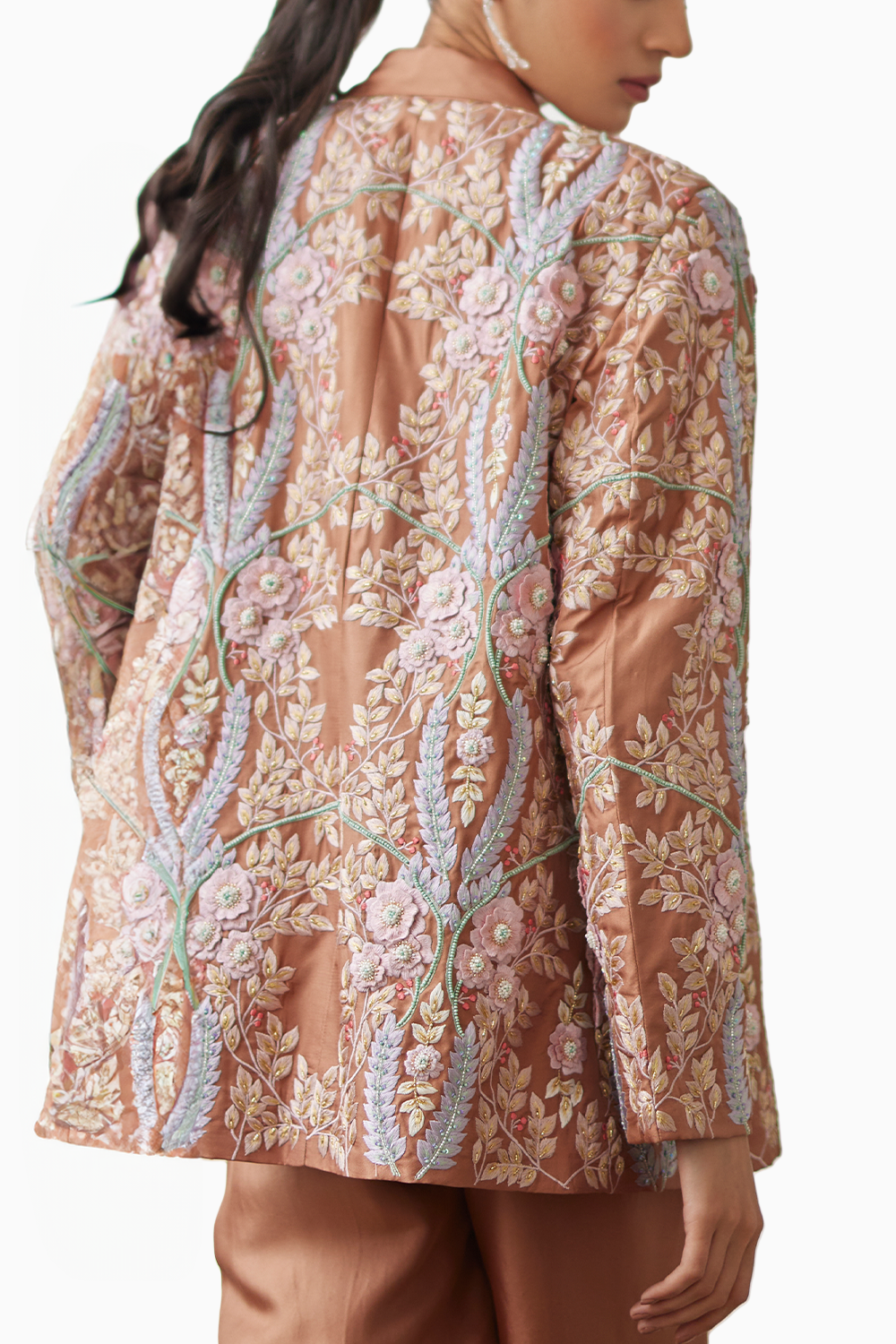 Macchiato Embroidered Lily Jacket with Waistcoat and Pants