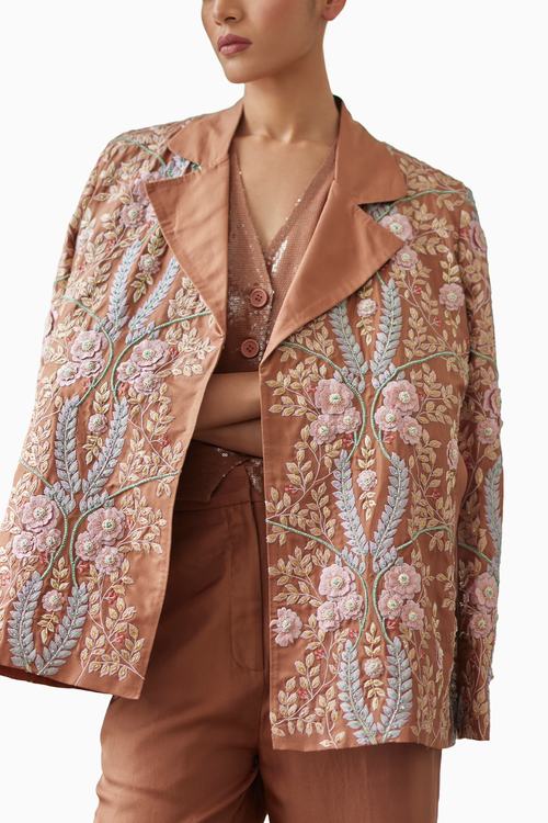 Macchiato Embroidered Lily Jacket