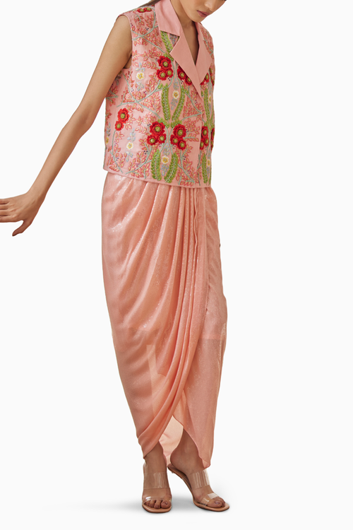 Peach Garden Waistcoat and Drape Skirt
