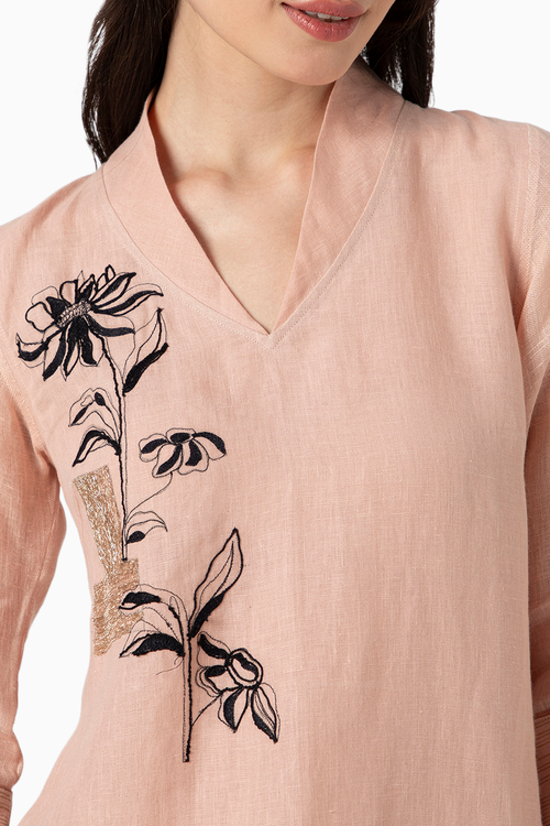 Beaten Metal Dusty Rose Kurta and Pant