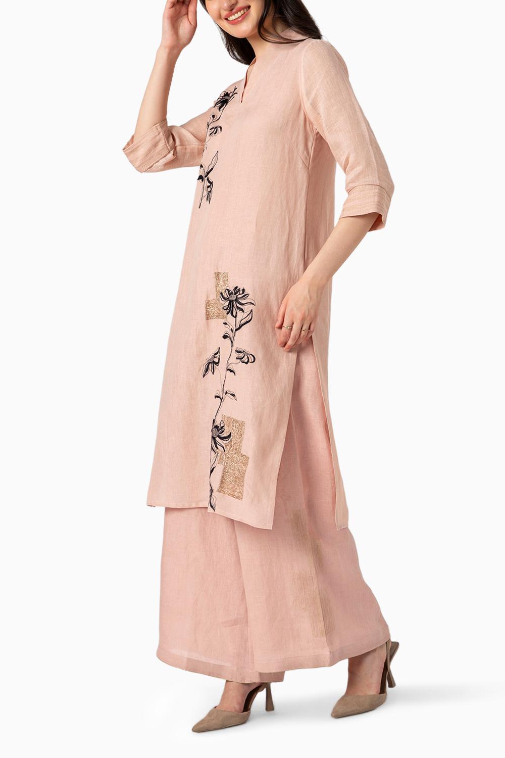 Beaten Metal Dusty Rose Kurta and Pant