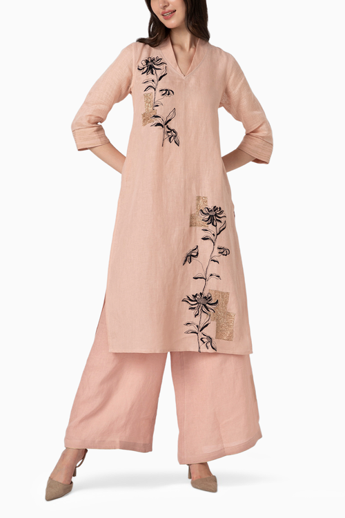 Beaten Metal Dusty Rose Kurta and Pant