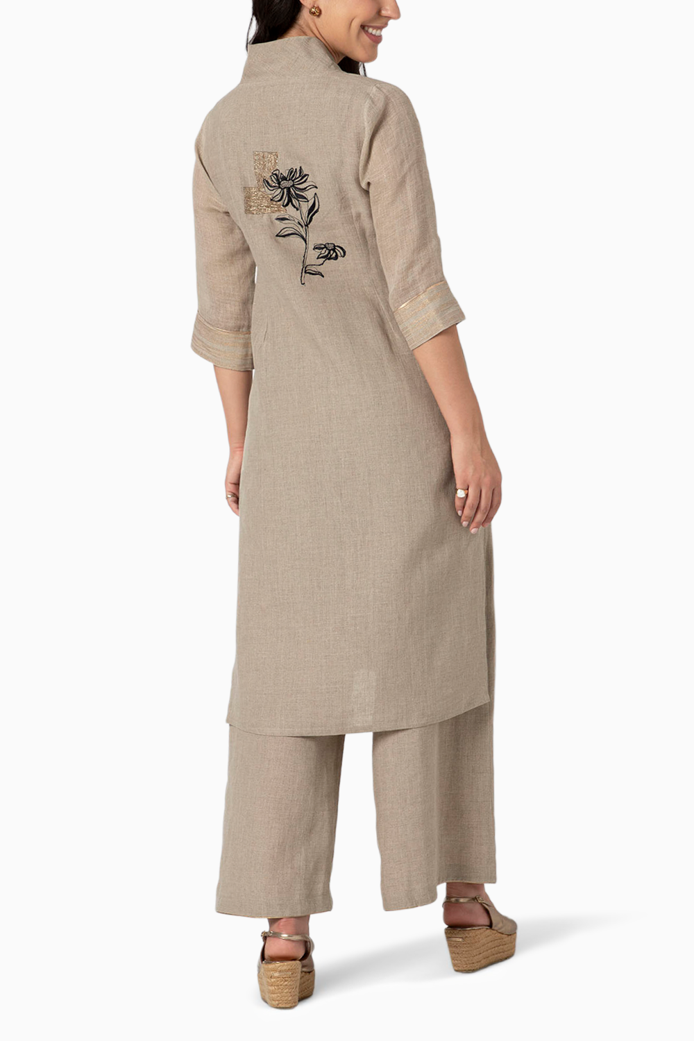 Beaten Metal Natural Kurta and Pant