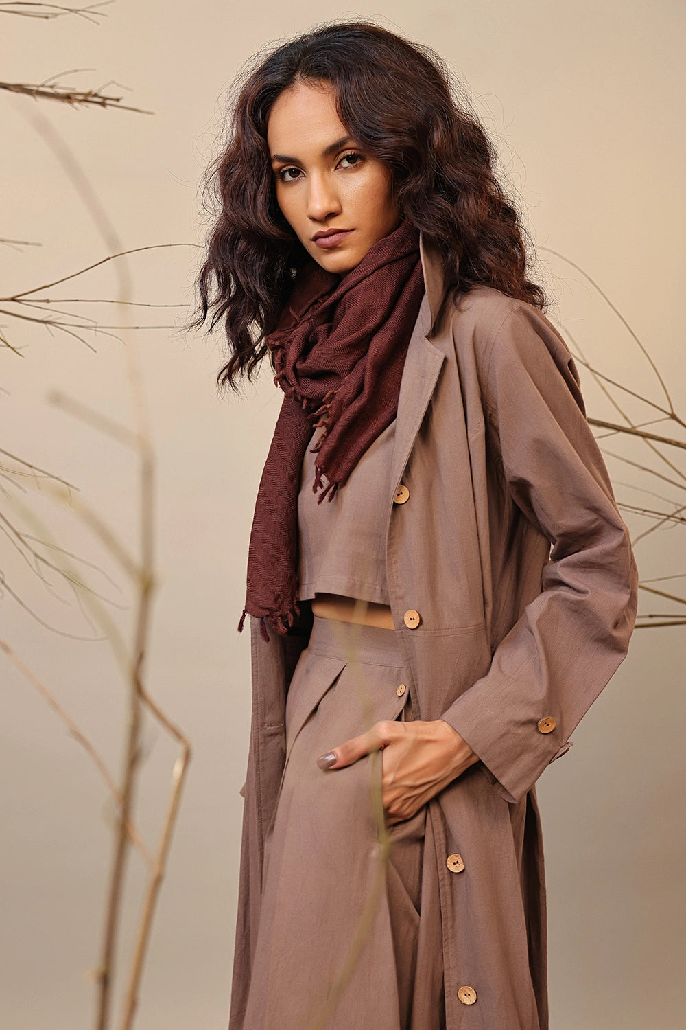 Beige Cali Trench Jacket