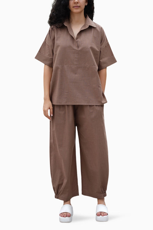 Beige Ekin Shirt and Hera Cotton Pants Set