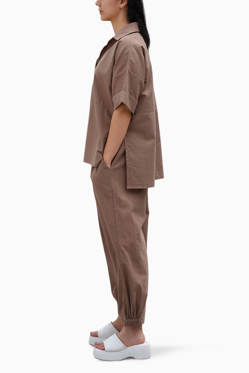 Beige Ekin Shirt and Hera Cotton Pants Set