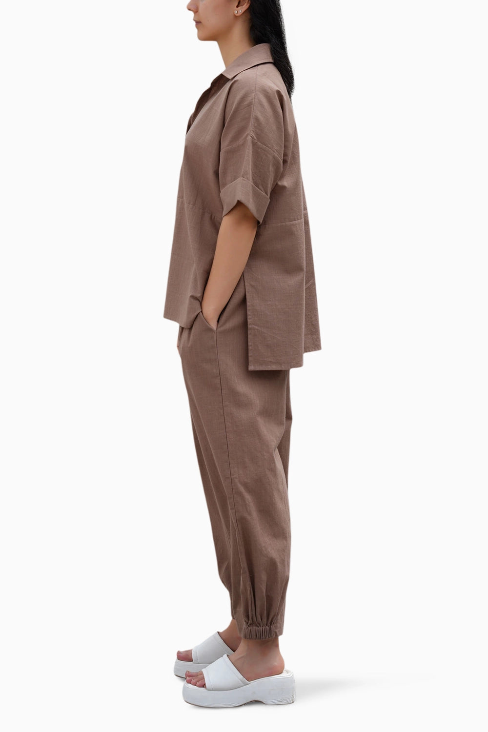 Beige Ekin Shirt and Hera Cotton Pants Set