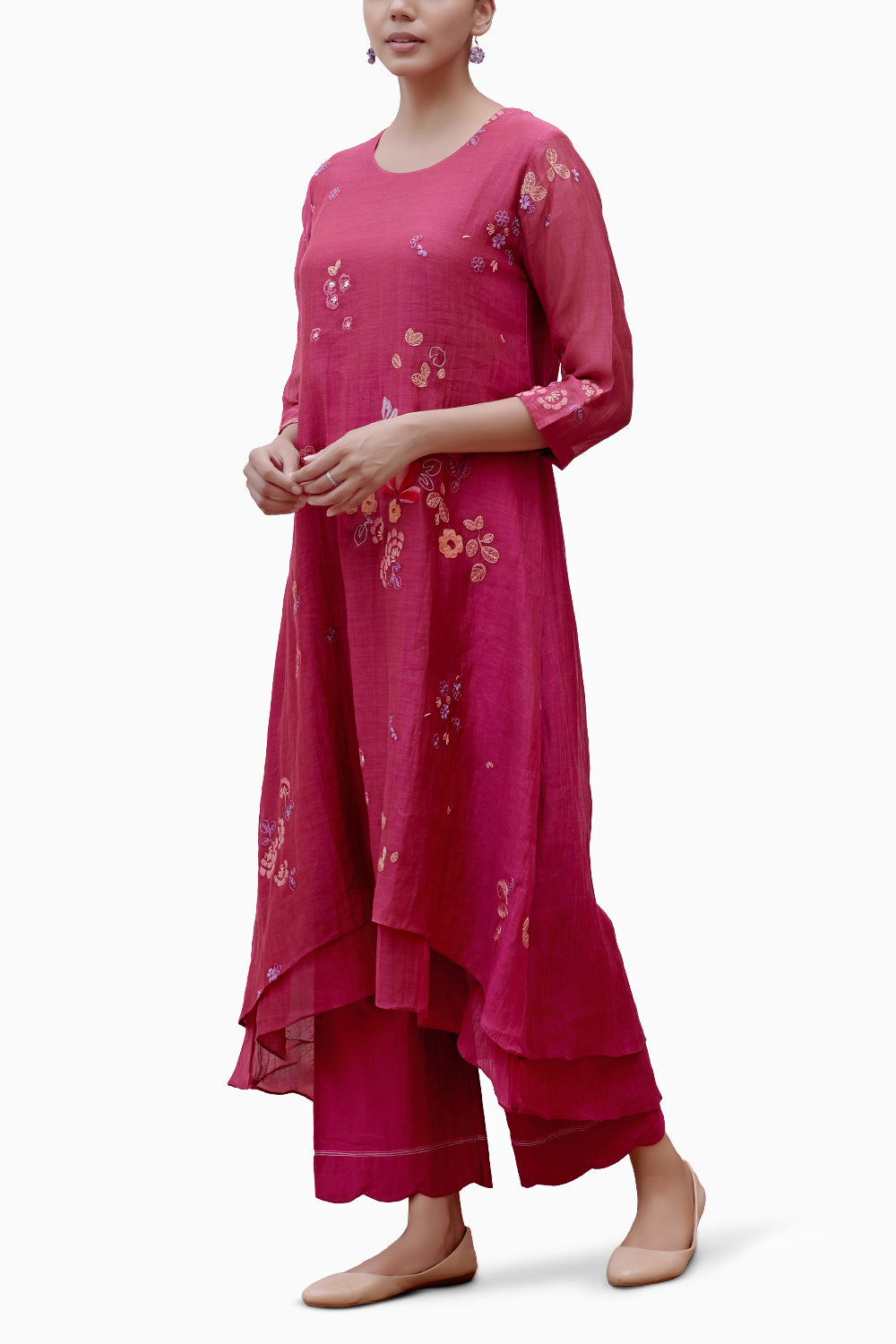 Berry Applique Kurta with Pants