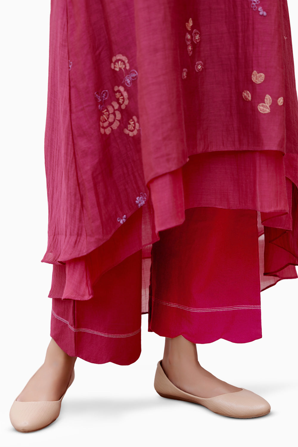 Berry Applique Kurta with Pants